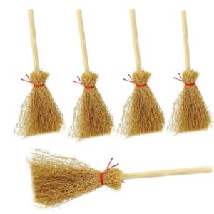 mini witches broomstick broom halloween straw craft brush decorations witches wizard accessory for halloween costume cosplay party