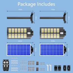 Vzyhik 5000W Solar Street Lights Outdoor,7000K 480000LM Outdoor LED Street Light Dusk to Dawn, LED Wide Angle Lamp with Motion Sensor and Remote Control, for Parking Lot, Yard, etc.2-Pack