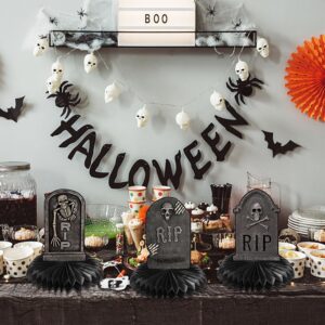 8pcs Halloween Tombstone Centerpiece Decorations Rip to My 20s bachelorette Honeycomb Centerpieces Funeral for My Youth 30th Birthday Skull Gothic Party Supplies