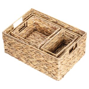 mooace wicker storage baskets set of 4, water hyacinth storage baskets for organizing, woven storage basket for shelves, with built-in handles