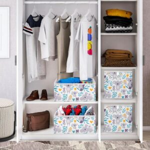 Emelivor Cute Koala Rectangle Storage Bins Fabric Storage Cube Large Foldable Storage Baskets Cloth Box Containers for Shelves Closet Living Room Cloth Decorative,16 x 11inch