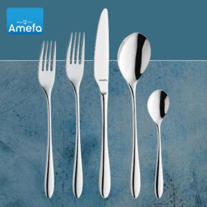 Amefa Cuba 20-piece Premium 18/10 Stainless Steel Flatware Set, High Gloss Mirror Finish, Silverware Set Service for 4, Dishwasher Safe, Rust resistant Cutlery.