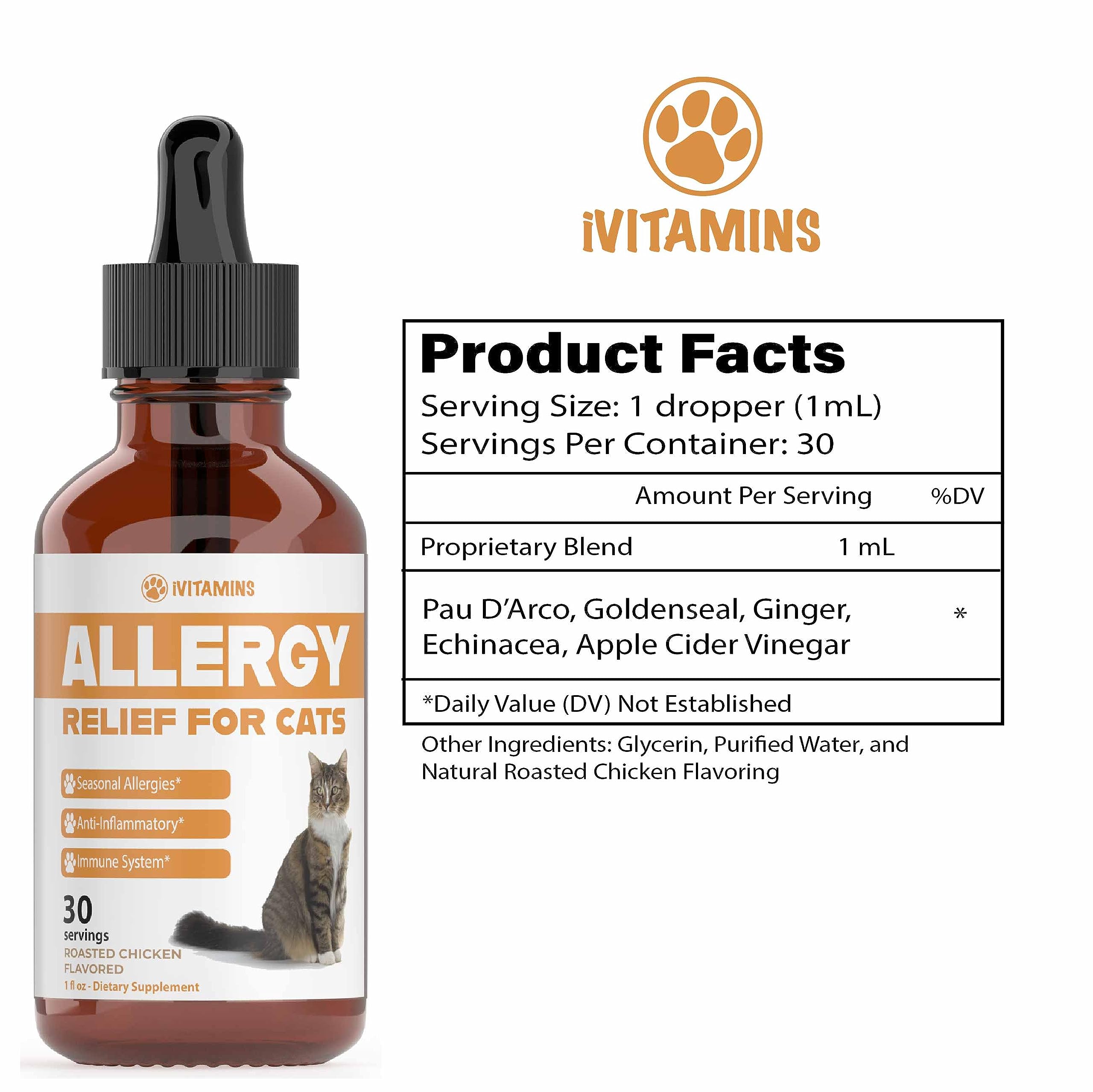 Allergy Relief for Cats | Helps to Naturally Support Allergy & Itch Relief for Cats | Cat Allergy | Cat Itch Relief | Cat Itchy Skin Relief | Cat Allergy Relief for Cats | Cat Supplements & Vitamins