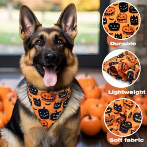 Raisingwell Halloween Dog Bandanas 2 Pack Bat Pumpkin Pattern Dog Bibs Reversible Washable Durable Fall Dog Scarf Suitable for Small to X- Large Breed Dog Boy and Girl (Large)