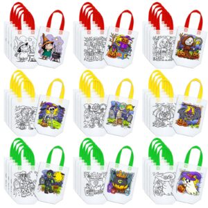 kacctyen 45 pcs cute coloring goodie bags reusable halloween art party favor bags paint bags for kids halloween birthday party favor bags color your own bag graffiti goodie bags, 9 styles