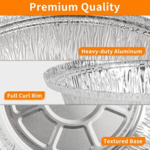 LUCKMETA 7'' Inch Round Tin Foil Pans Disposable Aluminum Pans with Clear Lids (30 Pack), Freezer & Oven Safe - For Baking, Cooking, Storage, Roasting, & Reheating, Recyclable, Pack of 30