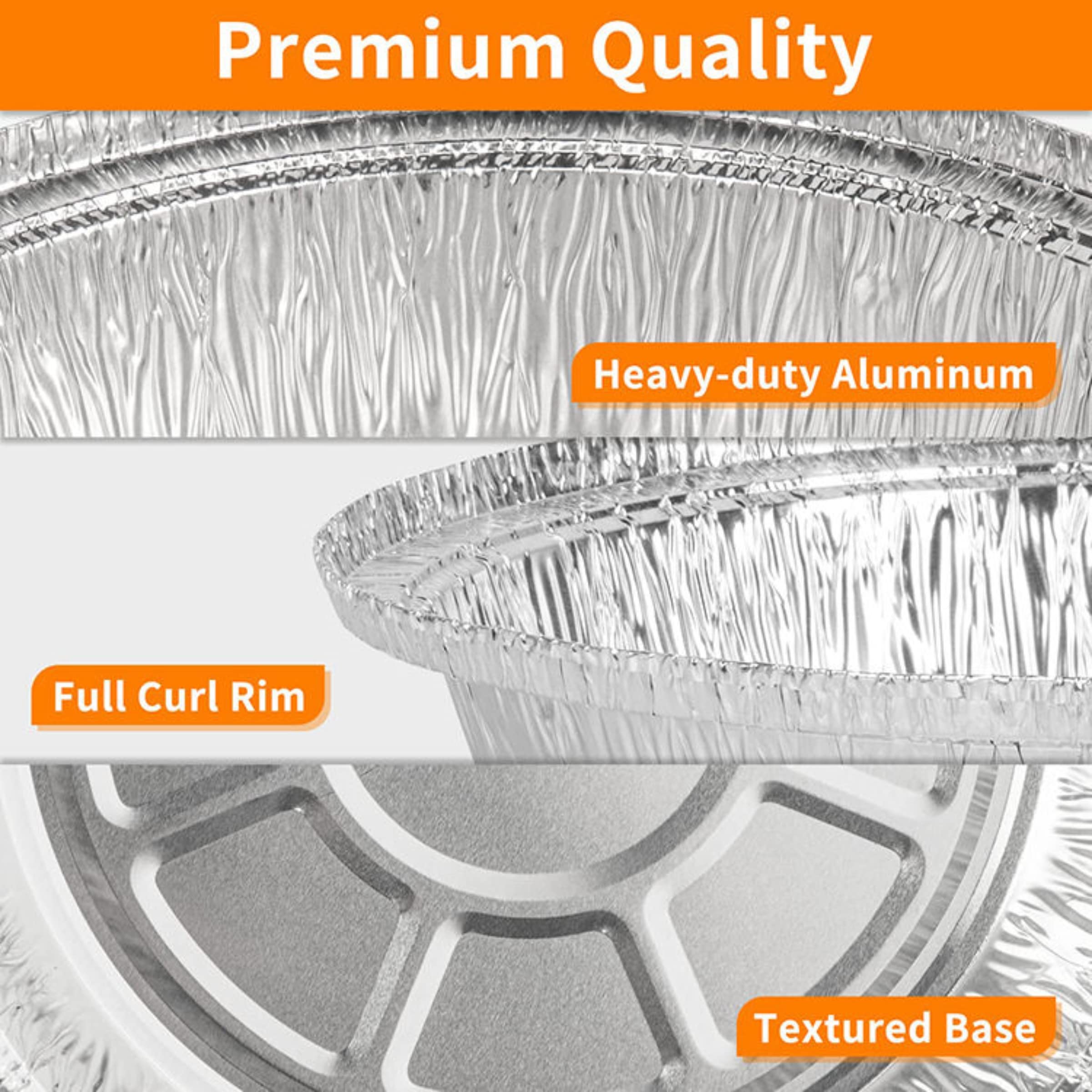 LUCKMETA 7'' Inch Round Tin Foil Pans Disposable Aluminum Pans with Clear Lids (30 Pack), Freezer & Oven Safe - For Baking, Cooking, Storage, Roasting, & Reheating, Recyclable, Pack of 30