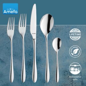 Amefa Cuba 20-piece Premium 18/10 Stainless Steel Flatware Set, High Gloss Mirror Finish, Silverware Set Service for 4, Dishwasher Safe, Rust resistant Cutlery.