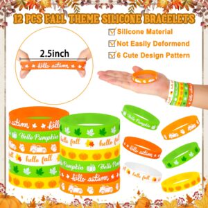 Erweicet Fall Party Favors 72 PCS Autumn Slap Bracelet DIY Stickers Plastic Straws Silicone Bracelets Tattoo Stickers Gift Bags for Kids Fall Harvest Party Classroom Rewards Goodie Bag Filler