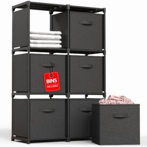 iwaiting outdoor 6 cube storage organizer, cube storage shelf with 6 extra drawers, strong load-bearing capacity, portable shelves for bedroom, living room, home, office