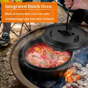 5QT Dutch Oven Camping, Leonyo 2 in 1 Camping Dutch Oven, Cast Iron Dutch Oven for Outdoor Camping, Heavy Duty & Pre-Seasoned Deep Pot for Sourdough Bread Baking, Campfire Cooking