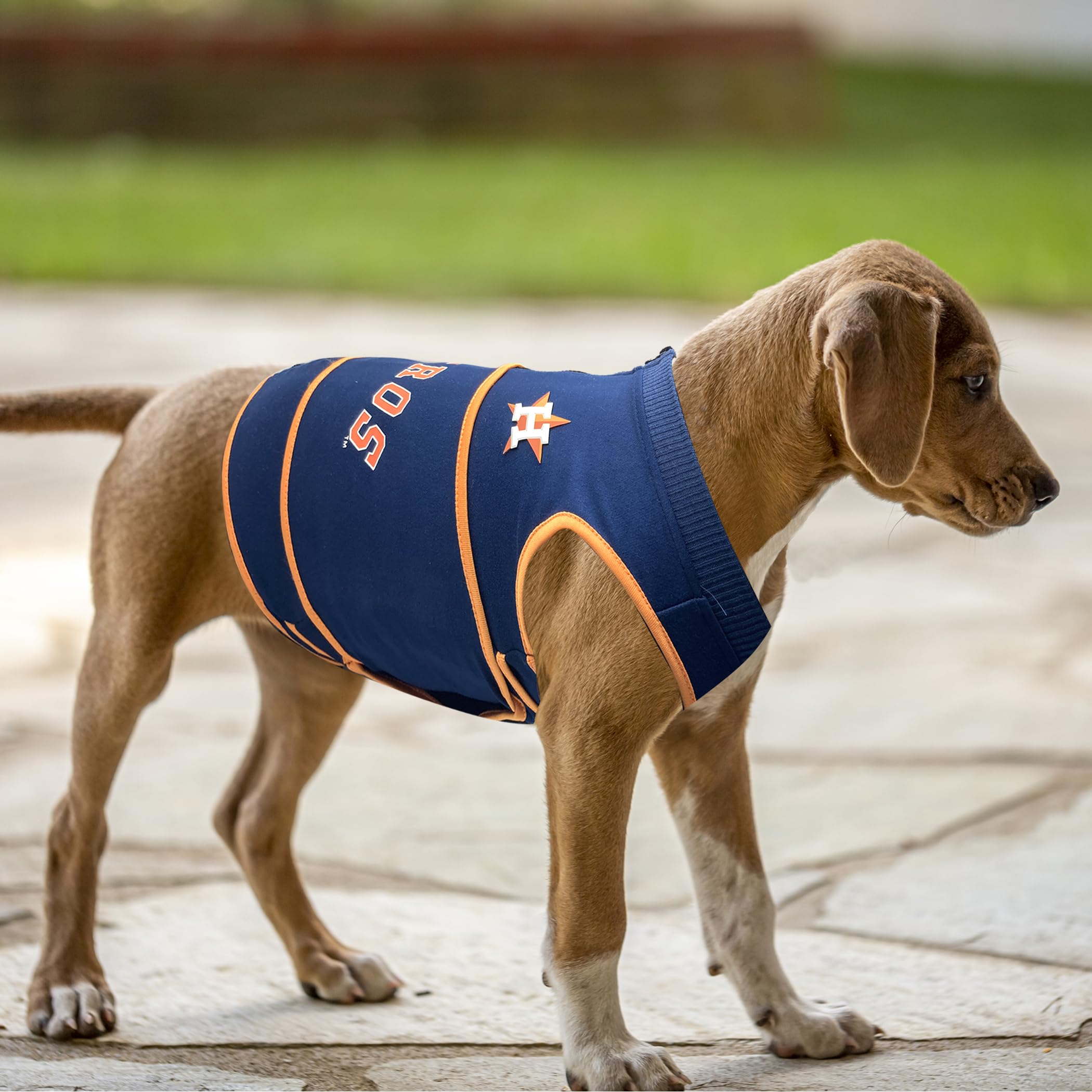 MLB Houston Astros Dog Anxiety Shirt Calming Soothing Solution Vest, for Dogs & Cats with Anxiety, Fears, Fireworks, Loud Noises, Dark, Lonely Keeps Dogs Calm & Feeling Safe, Relaxing Jacket, Large