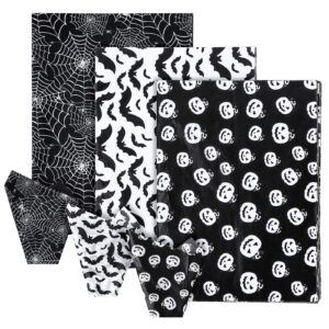 whaline 60 sheet halloween tissue paper black and white wrap tissue paper with cobweb bat pumpkin pattern gift wrapping paper for fall halloween party gift packing diy craft, 13.8 x 19.7 inch