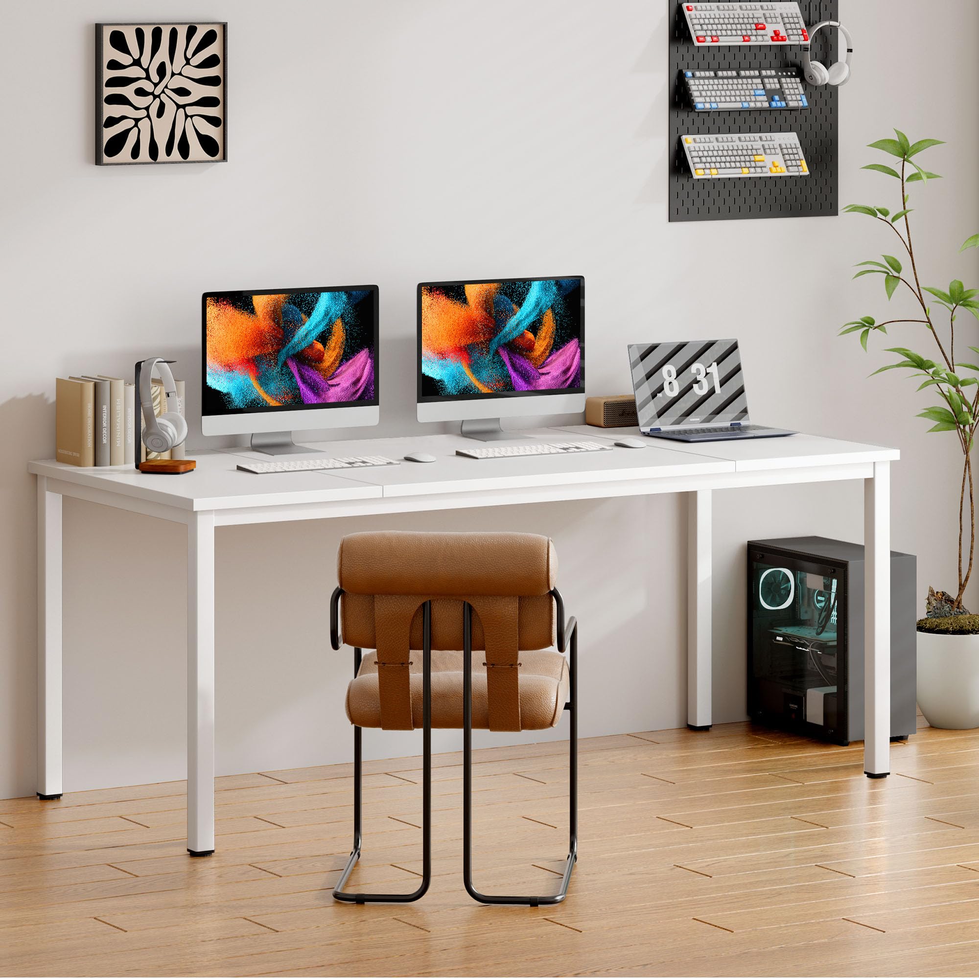 Need Large Computer Desk 70.8 x 31.5 inches Conference Table Large Office Desk Writing Table Workstation for Home Office,White 10FJGSAC3-180WW-ND