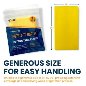 MāKRS - Pro-Tack Tack Cloth, (Pack of 3) Tack Rags, Tack Cloths for Removing Dust and Particles, Tack Cloth Woodworking, Painting, and Varnishing, Wax and Silicone Free, Anti-Static, 18" x 36"