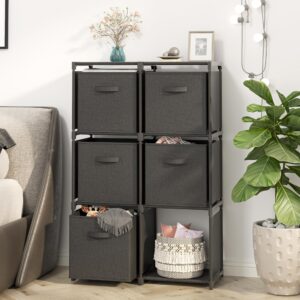 Iwaiting Outdoor 6 Cube Storage Organizer, Cube Storage Shelf with 6 Extra Drawers, Strong Load-Bearing Capacity, Portable Shelves for Bedroom, Living Room, Home, Office