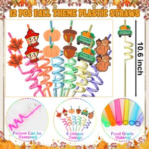 Erweicet Fall Party Favors 72 PCS Autumn Slap Bracelet DIY Stickers Plastic Straws Silicone Bracelets Tattoo Stickers Gift Bags for Kids Fall Harvest Party Classroom Rewards Goodie Bag Filler