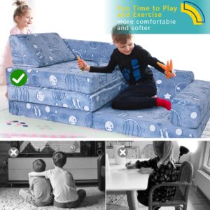 MeMoreCool Kids Couch, 10-Piece Modular Play Couch for Playroom, Fold Out Kids Sofa for Girl Boy, Glow Space