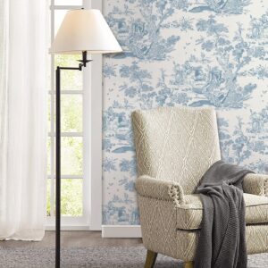 Peel and Stick Wallpaper Blue and White Wallpaper Toile Removable Self-Adhesive Wallpaper for Bedroom Bathroom Vintage Contact Paper for Walls Covering 16In×78.7In