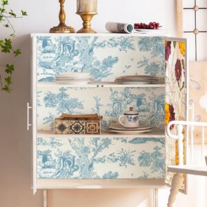 Peel and Stick Wallpaper Blue and White Wallpaper Toile Removable Self-Adhesive Wallpaper for Bedroom Bathroom Vintage Contact Paper for Walls Covering 16In×78.7In