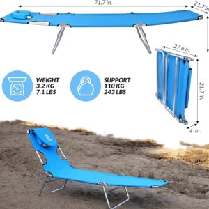 Elevon Foldable Lightweight Face Down Tanning Chaise Lounge Chair with Face and Arm Holes