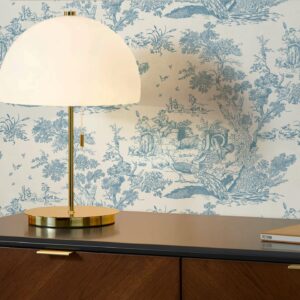 Peel and Stick Wallpaper Blue and White Wallpaper Toile Removable Self-Adhesive Wallpaper for Bedroom Bathroom Vintage Contact Paper for Walls Covering 16In×78.7In