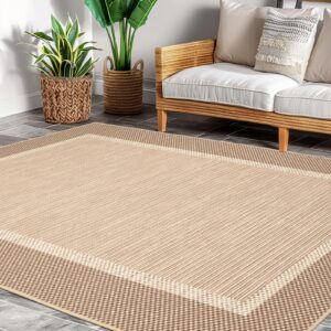 ilango jute area rugs for living room, woven washable outdoor rugs 5'x7', natural farmhouse indoor rugs for high traffice areas, non slip carpet with rubber backing for bedroom kitchen porch