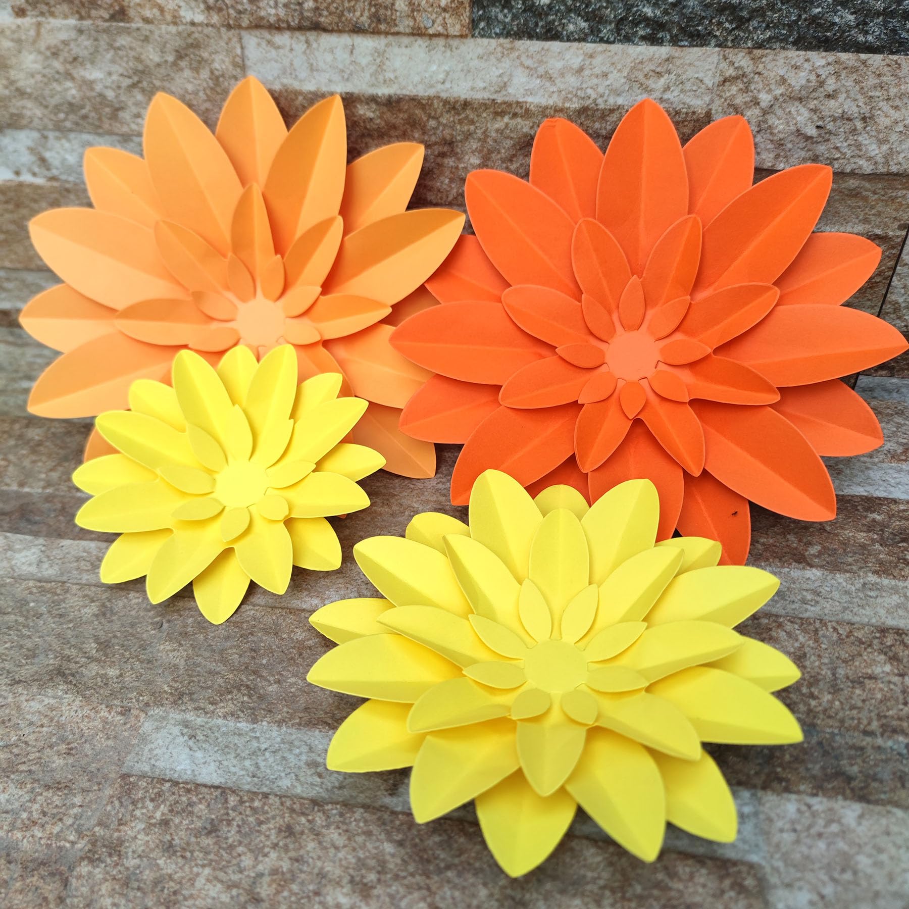 Mybbshower Orange Flower (9 inch-6 inch) for Fall Autumn Thanksgiving Harvest Party Wall Wedding Backdrop Bridal Shower Centerpieces Home Wall Decor Pack of 9