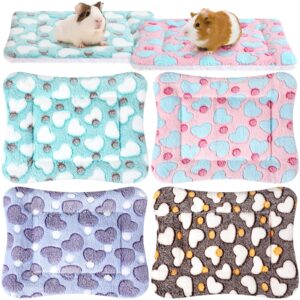 tuanse 4 pack guinea pig bed mat bedding rabbit winter bed pad for indoor warm small animal bed mattres fleece sleeping pad for hedgehogs bunny ferrets hamster (heart,13 x 10 inch)