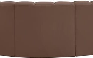 Meridian Furniture 101Brown-S3B Arc Collection Modern | Contemporary Modular Sofa with Soft Brown Vegan Leather, Deep Channel Tufting, Modular Design, 86" W x 41" D x 30" H, Brown