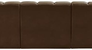 Meridian Furniture 103Brown-S3F Arc Collection Modern | Contemporary Modular Sofa with Soft Brown Velvet, Deep Channel Tufting, Modular Design, 89.5" W x 31" D x 30" H, Brown