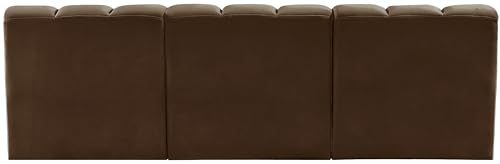 Meridian Furniture 103Brown-S3F Arc Collection Modern | Contemporary Modular Sofa with Soft Brown Velvet, Deep Channel Tufting, Modular Design, 89.5" W x 31" D x 30" H, Brown