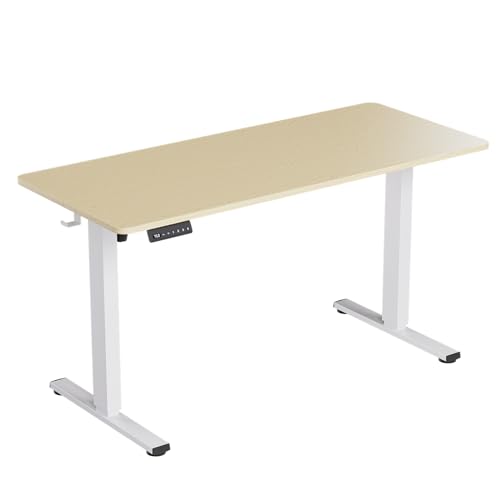 Standing Desk, Height Adjustable Desks with Powerful Motor and Cable Management,Electric Sit Stand Desk with Hight Preset Design for Home Office Use 55x24 in Maple