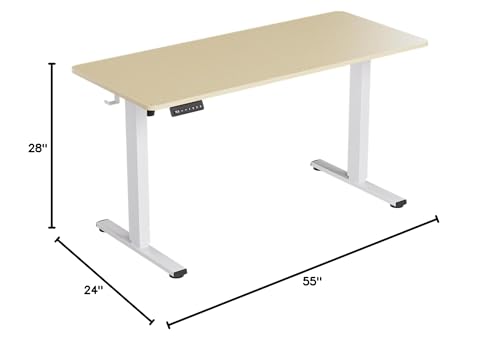 Standing Desk, Height Adjustable Desks with Powerful Motor and Cable Management,Electric Sit Stand Desk with Hight Preset Design for Home Office Use 55x24 in Maple