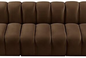 Meridian Furniture 103Brown-S3F Arc Collection Modern | Contemporary Modular Sofa with Soft Brown Velvet, Deep Channel Tufting, Modular Design, 89.5" W x 31" D x 30" H, Brown