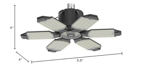 onffo LED Garage Lights, 150W Deformable LED Garage Ceiling Lights with 6 Adjustable Panels, 10000LM 6500K E26/E27 LED Shop Lights for Garage, Basement, Barn, Warehouse