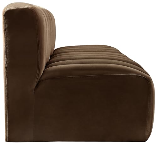 Meridian Furniture 103Brown-S3F Arc Collection Modern | Contemporary Modular Sofa with Soft Brown Velvet, Deep Channel Tufting, Modular Design, 89.5" W x 31" D x 30" H, Brown