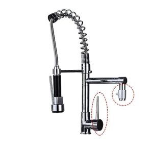 Kitchen Sink Faucet Dual Spout 360 Degree Rotation Spring Pull Down Sprayer Deck Mounted Hot Cold Water Mixer Taps