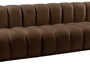 Meridian Furniture 103Brown-S3F Arc Collection Modern | Contemporary Modular Sofa with Soft Brown Velvet, Deep Channel Tufting, Modular Design, 89.5" W x 31" D x 30" H, Brown