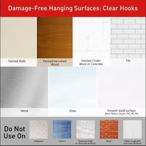 3M Command Clear Indoor Mini Hooks, 60 Hooks & 64 Strips