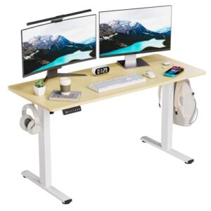 Standing Desk, Height Adjustable Desks with Powerful Motor and Cable Management,Electric Sit Stand Desk with Hight Preset Design for Home Office Use 55x24 in Maple