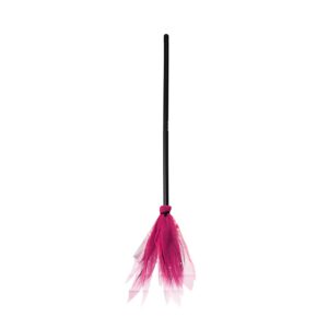 halloween witch broom 35inch plastic witch broomstick cosplay broom props wizard flying felt broom costume accessory (hot pink)