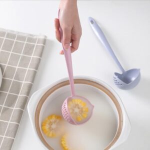 2 In 1 Kitchen Ladle Soup Pan Spoon with Filter Strainer (Pink)