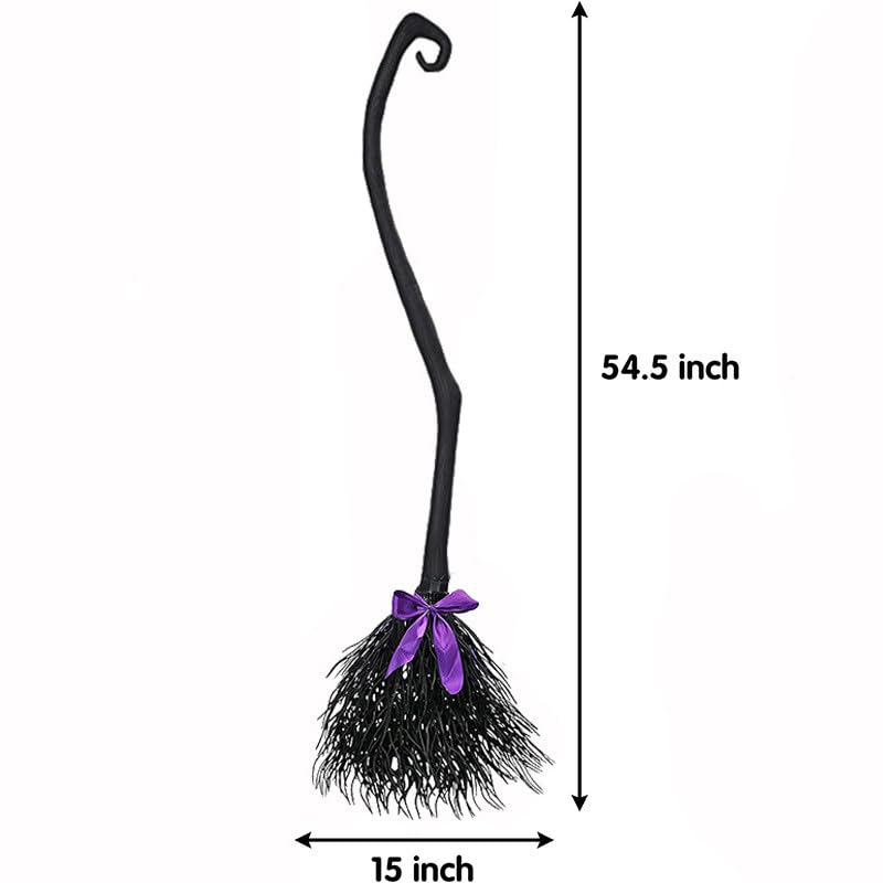 Halloween Witch Broom, Wizard Witch Flying Broomstick for Kids Adults, Witch Halloween Broom Props for Cosplay Costume Party Decorations (Black)