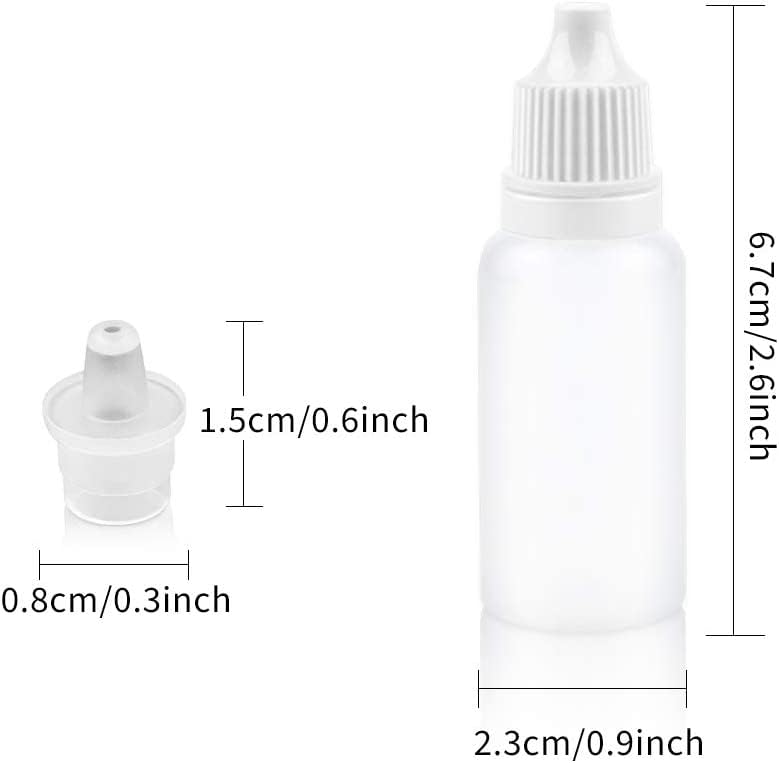 BeiHCain 100/50PCS Plastic Eye Dropper Bottle Dropper Bottle, 15ML Empty Plastic Squeezable Eye Dropper bottle LDPE with Childproof Cap (50pcs Dropper Bottle)