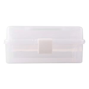 Three Layer Plastic Storage Box, Folding Tool Box Portable Handled Storage Case Multipurpose Organizer for Art Craft and Cosmetic(White)