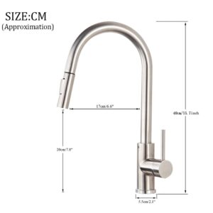 Brushed Smart Touch On Kitchen Faucet Sensor 360 Rotation Pull Out Single Handle Mixer Tap Two Water