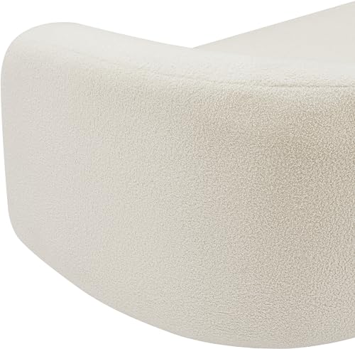 Meridian Furniture 186Cream-L Kali Collection Modern | Contemporary Loveseat with Soft Cream Faux Shearling Teddy Fabric, Curved Back, 62" W x 33" D x 27" H, Cream