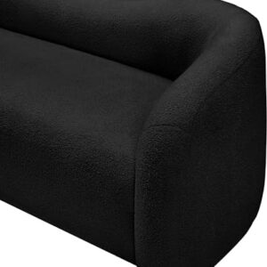 Meridian Furniture 186Black-S Kali Collection Modern | Contemporary Sofa with Soft Black Faux Shearling Teddy Fabric, Curved Back, 86" W x 33" D x 27" H, Black