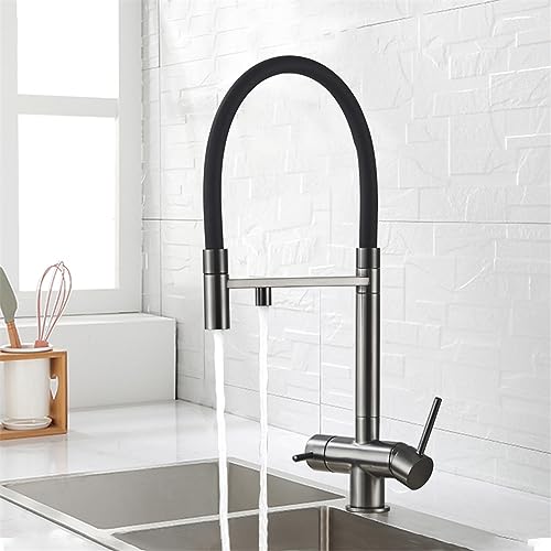 Kitchen Water Filter Faucet Dual Spout Solid Drinking Water Mixer Tap Rotation Water Purification Feature Taps Kitchen Crane